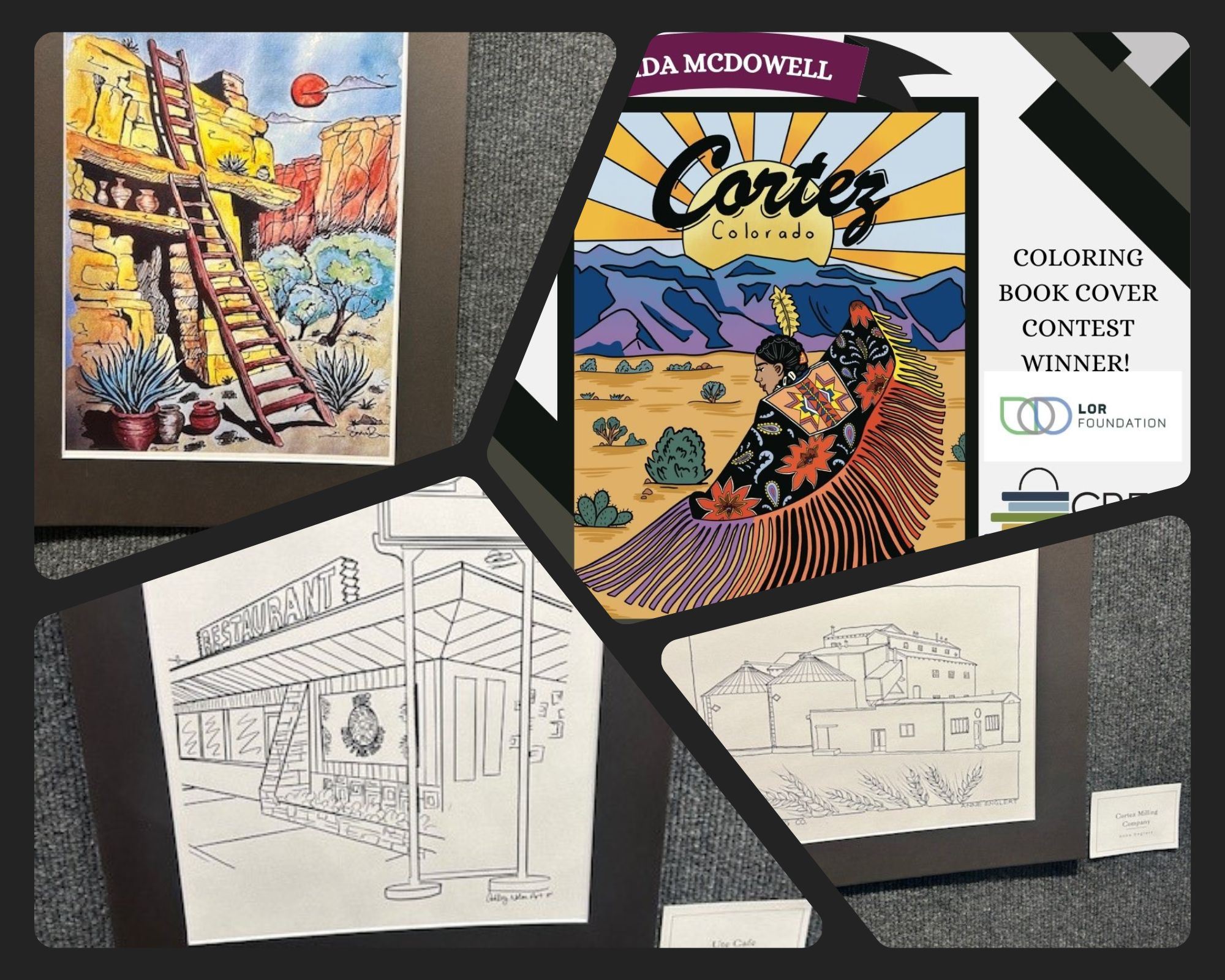 Coloring Book Collage with local artist work from Cortez CO