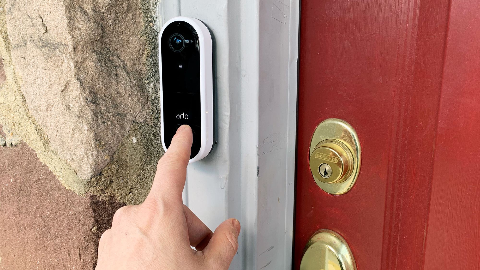 Photo of a doorbell security camera