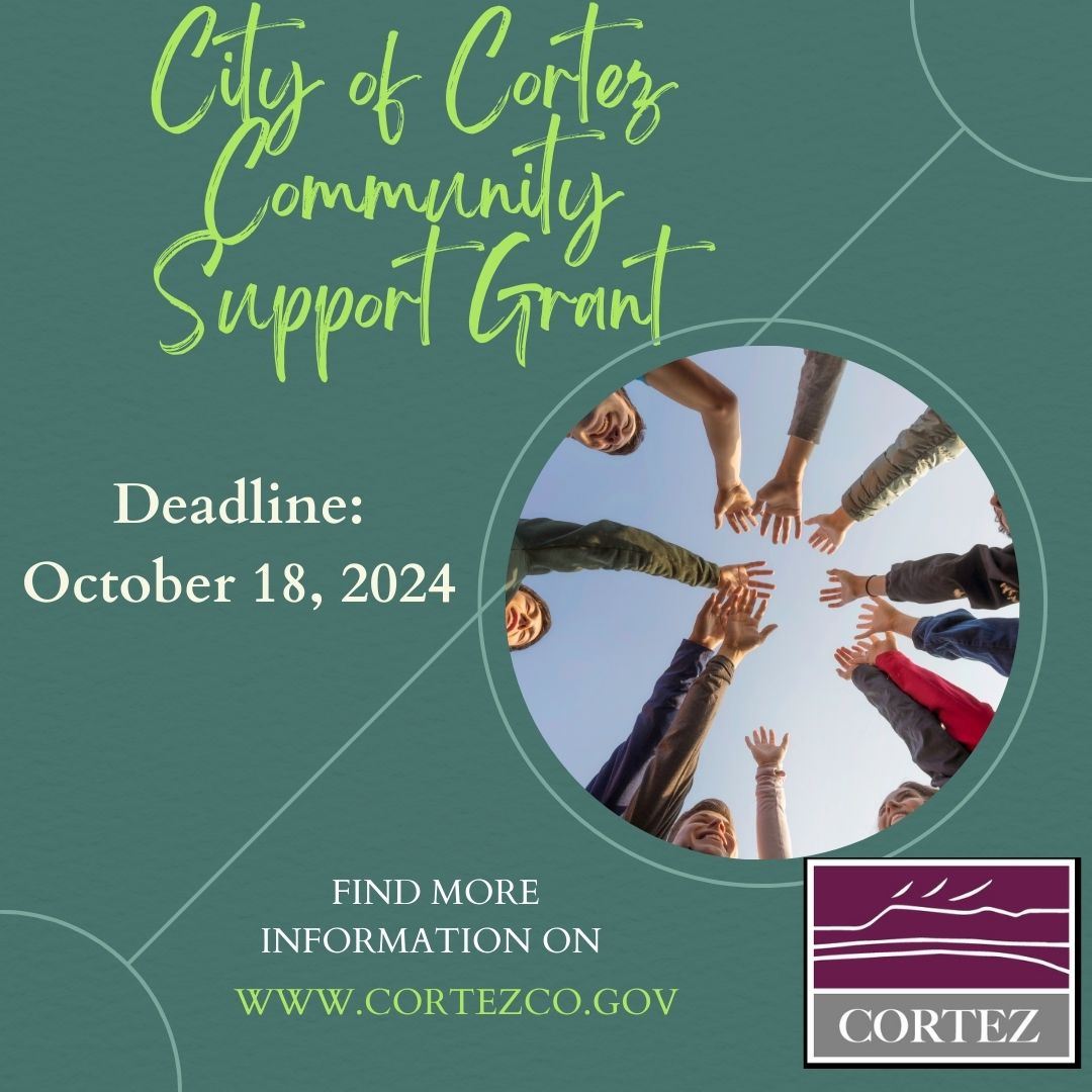 Community Support Grant 2024 flyer - photo of hands together in a circle (team)