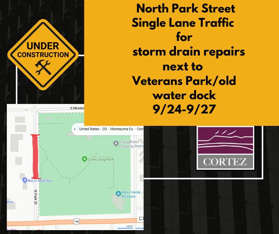 North Park Street from Main to Montezuma - single lane traffic