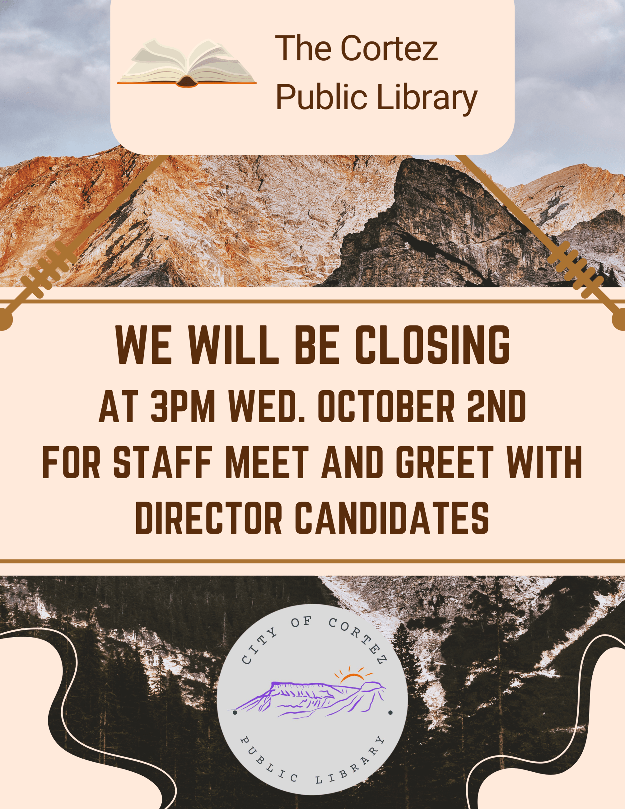 Cortez Library Closes Early 10.2 at 3pm