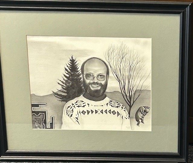 Framed drawing of former City Mayor Roger Smith