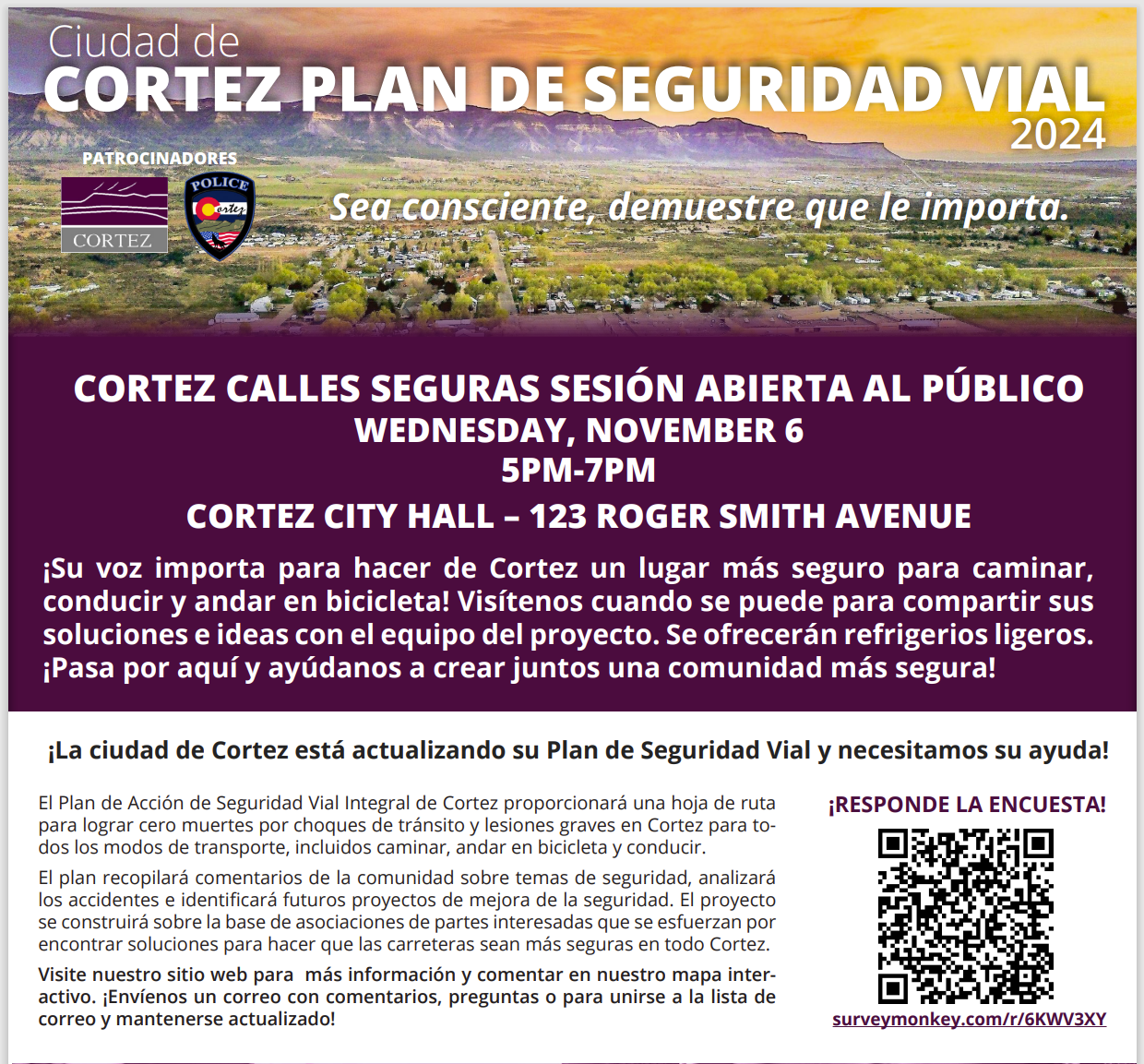 Cortez Safe Streets Open House Invite Spanish