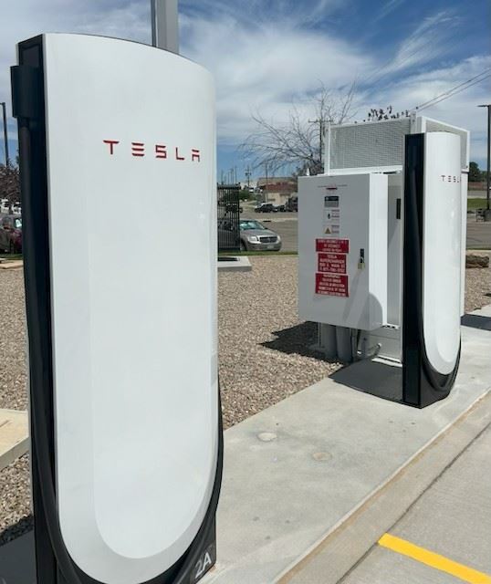 Photo of a Tesla Supercharger station
