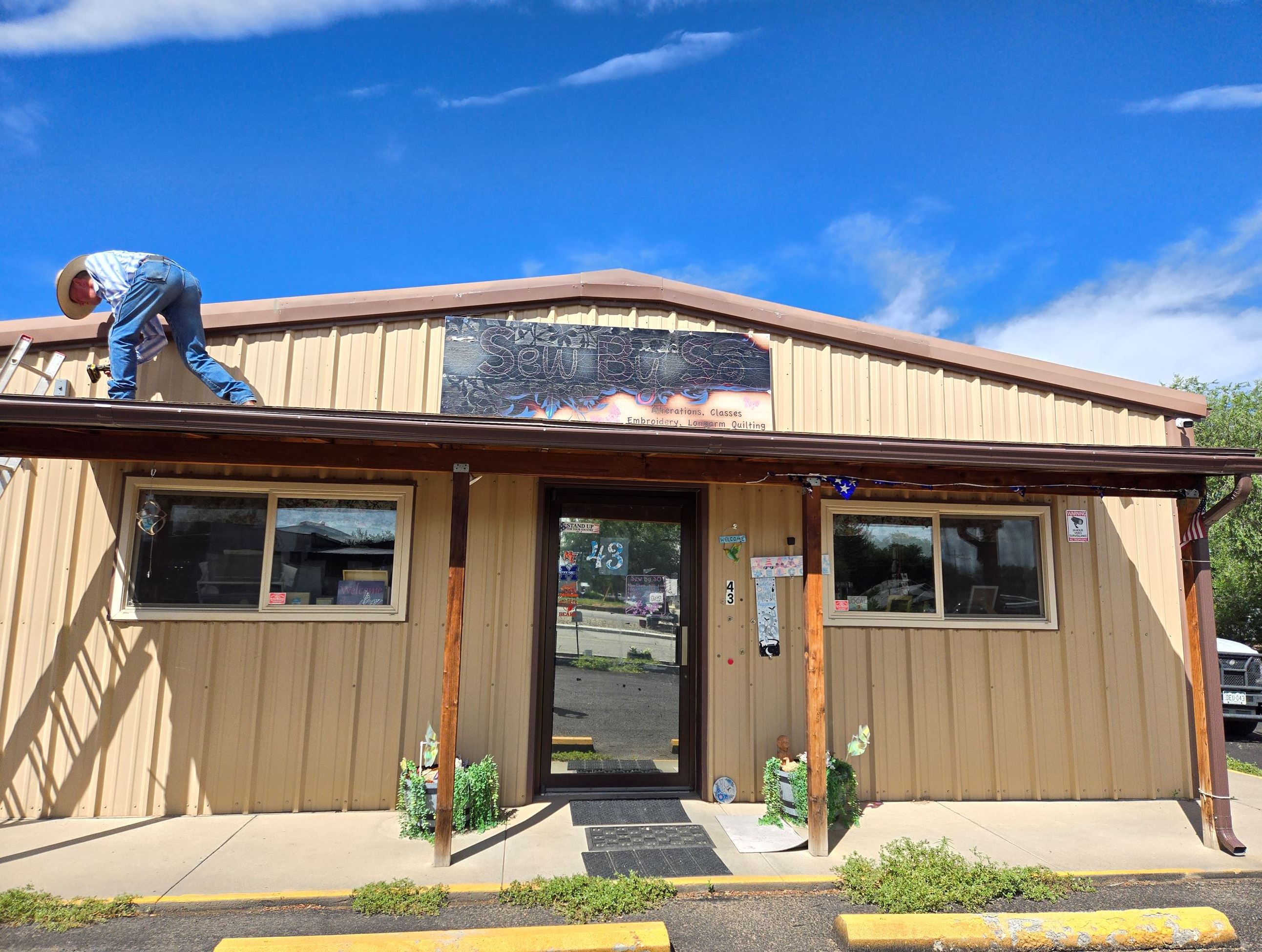 Before picture of Sew By  SO sign