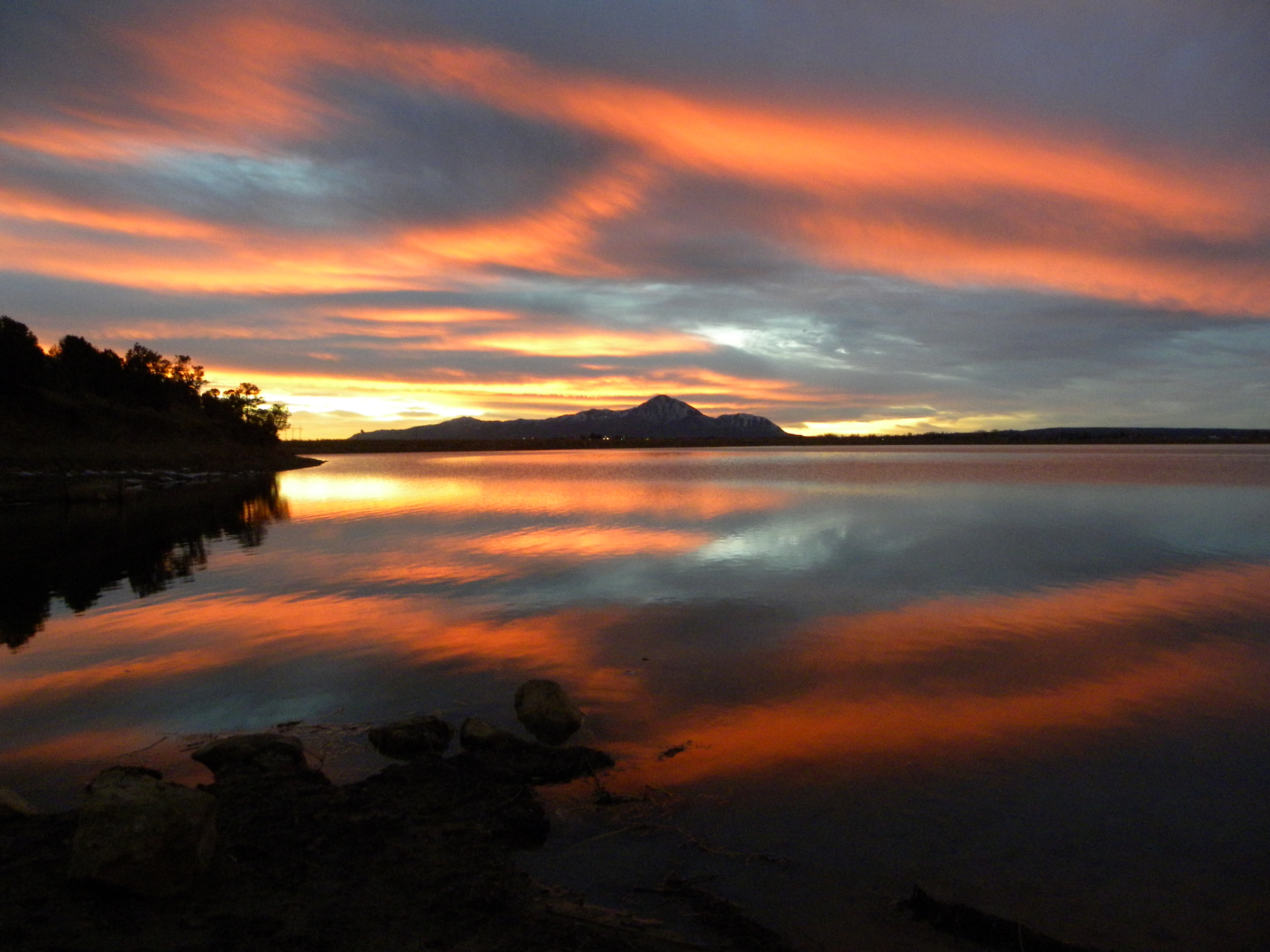 Sleeping Ute Mountain with Totten Lake in Front